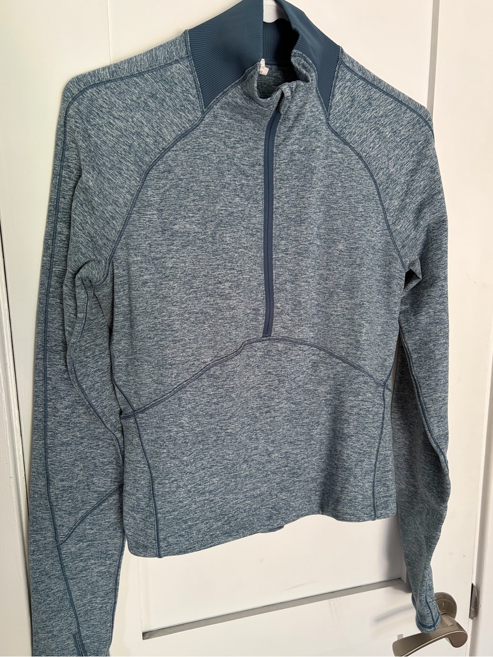5. Size 6 LULULEMON Always Alert 1/4 Zip Pullover In Heathered Petrol Blue